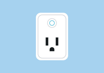 Smart plug of innovative smart home device, modern technology, automation and connectivity with IoT for digital living space, vector flat illustration