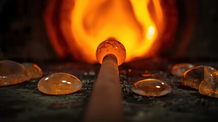 Glassblowing in progress