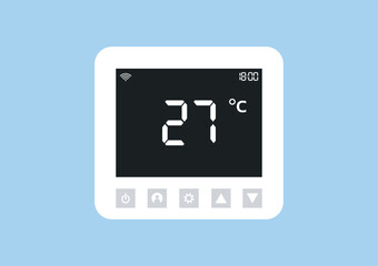 Smart thermostat of innovative smart home device, modern technology, automation and connectivity with IoT for digital living space, vector flat illustration