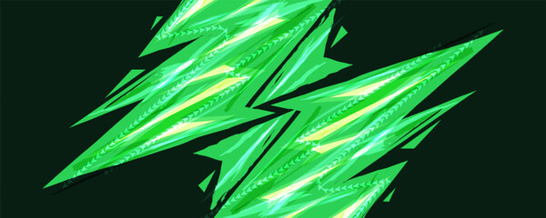 Abstract Background with Sharp Zig Zag Green Energy Shapes in Speed Concept. Design Element for Sports or Match Banners and Posters