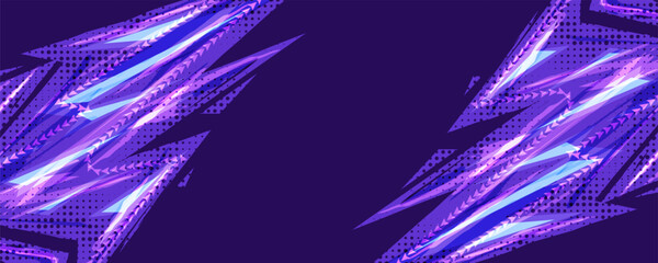 Abstract Geometric Background with Purple Dynamic Sharp Shapes and Arrow Symbols in Sports and Speed Concept