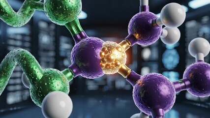 Molecular Structure Visualization Zooming In Server Room - Powered by Adobe