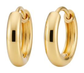 Elegant golden hoop earrings jewelry display isolated on transparent background