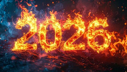 Ignite Your Future with a Fiery 2026 Design - Celebrate the New Year with an Exciting and Explosive Visual for Marketing and Event Promotions number
