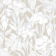 Carnation Neutral Colour Abstract Floral Seamless Pattern Design