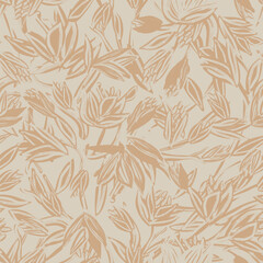 Lotus Neutral Colour Abstract Floral Seamless Pattern Design