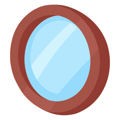 Round mirror decoration interior flat color vector illustration template design