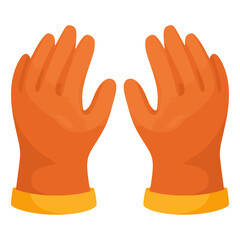 cleaning rubber gloves housekeeping flat color vector illustration template design
