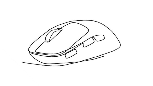 continuous line animation of computer mouse. Cursor tool for digital display