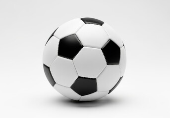 Classic black and white soccer ball isolated on off white background