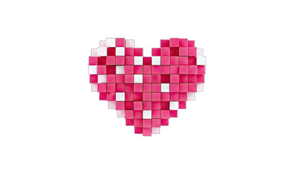 Pixel Heart Shape on White Background
