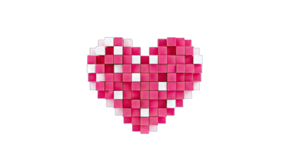 Pixel Heart Shape on White Background