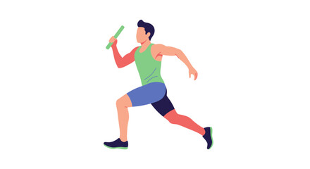 Male athlete running with a baton in a relay race.