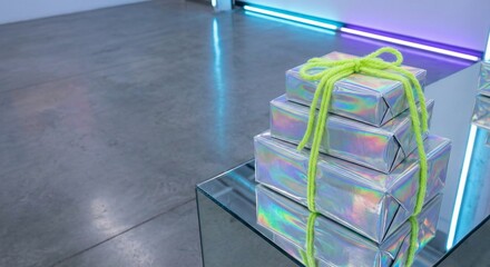 stack of decorated christmas gift boxes