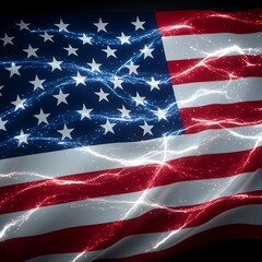 American Flag with Electric Energy - A Symbol of Power and Innovation.