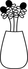 Minimal Line Art Vases with Flowers, Hand Drawn Botanical Vector Illustration