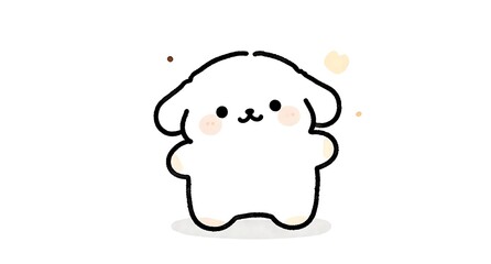 シンプルで愛らしい白いキャラクターの立ち姿,癒やし系素材