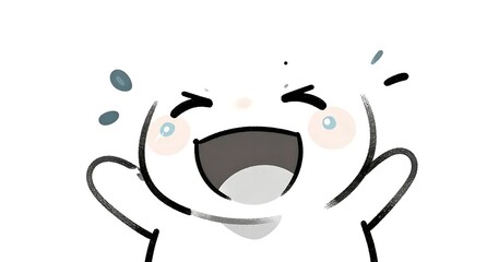 嬉し泣きや大笑いを表現したキャラクターの表情アップ,喜びの素材