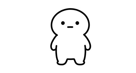まっすぐ前を見つめて立つ可愛いキャラクターのミニマルな素材
