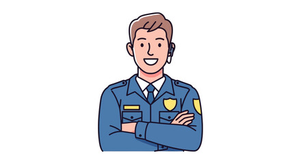 Obraz premium Smiling Security Guard Wearing Uniform and Headset.