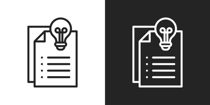 Idea Document Icon In Black And White Line Style