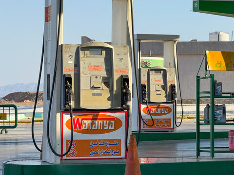 Nuweiba, Egypt - September 14, 2025: Close Up of Fuel Pump at Watanya Gas Station