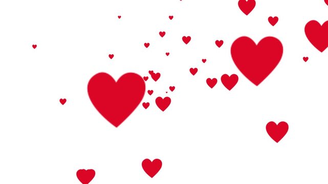 Red hearts rain down in this charming Valentine's Day illustration with confetti and a light background - ideal for romance, weddings, and love day	