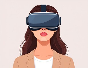 Fototapeta premium Illustration of a woman wearing a virtual reality headset