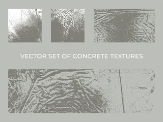 Set of vector concrete textures - plaster texture background for banners, flyers and posters - style of architecture and folded surface. High-resolution monochrome patterns - Grains and noise backdrop