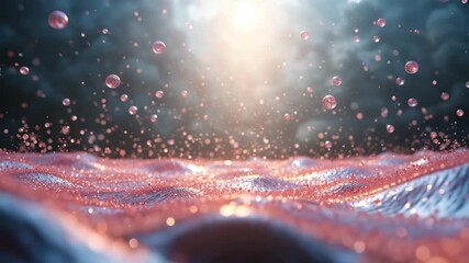 Water drops on red window with winter holiday stars and snowflake glow background - Powered by Adobe