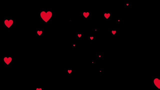 Red hearts rain down in this charming Valentine's Day illustration with confetti and a light background - ideal for romance, weddings, and love day	