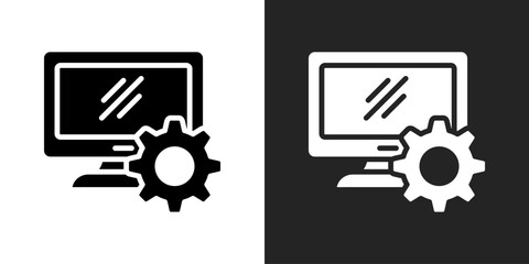 System Display Icon In Black And White Glyph Style
