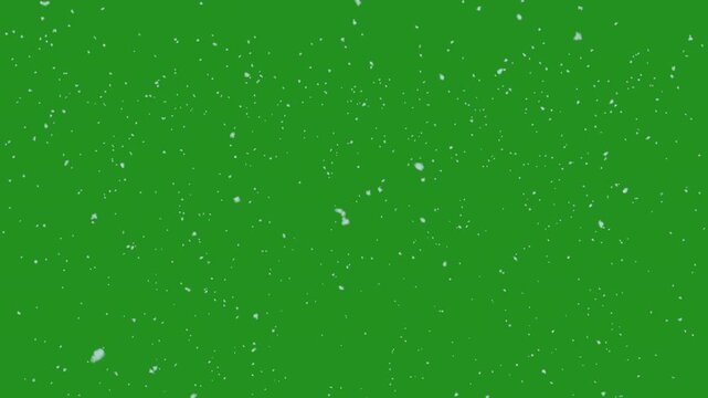 Isolated Snow falling winter on green screen background 