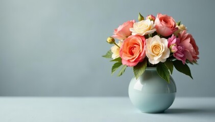 Charming floral arrangement; miniature vase, grey background, flowers, cute, plant