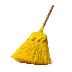 Vibrant Yellow Household Broom with Long Handle for Cleaning Tasks