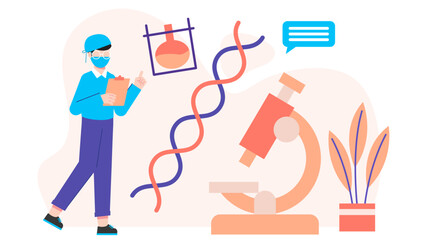 Biotech Firm Developing Lab-Grown Materials. Business Flat Vector Illustration