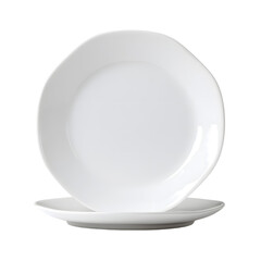 Elegant White Plate with Curved Edge for Fine Dining and Presentation
