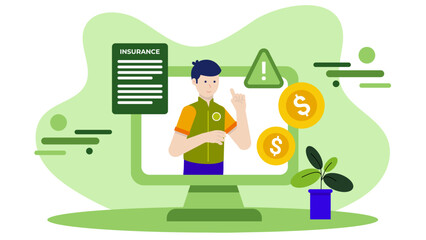 Remote Insurance Adjuster Assessing Damage. Business Flat Vector Illustration