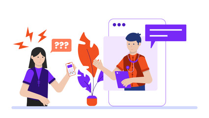 IT Specialist Performing Security Patch Updates. Business Flat Vector Illustration