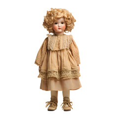 Vintage Antique Doll Full-Body View with Victorian Attire