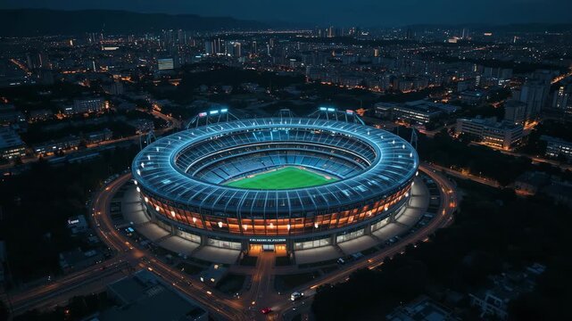 Football stadium and celebration with night view