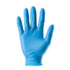 Blue Nitrile Glove Hand Isolated White Background
