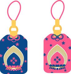 Geometric Arch Omamori Japanese Good Luck Charm Vector Collection