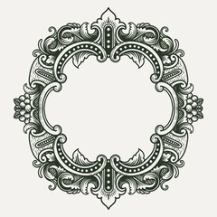 Ornate Hand Drawn Engraved Frame for Vintage Invitation Vector Illustration