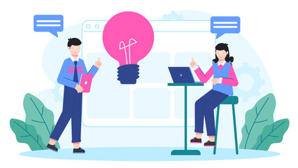 Digital Platform for Crowdsourced Innovation. Flat Vector Business Illustration