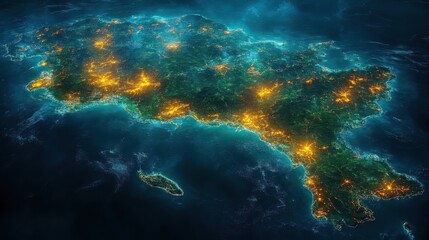 Night Lights of Italy - A Satellite View of Urban Illumination.