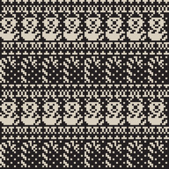 Christmas Snowman and Candy Cane Fair Isle Seamless Pattern Design