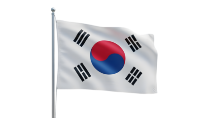 South korean flag isolated on transparent background
