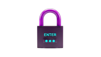 3D Padlock with Enter Button and Password - Security Concept