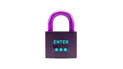 3D Padlock with Enter Button and Password - Security Concept